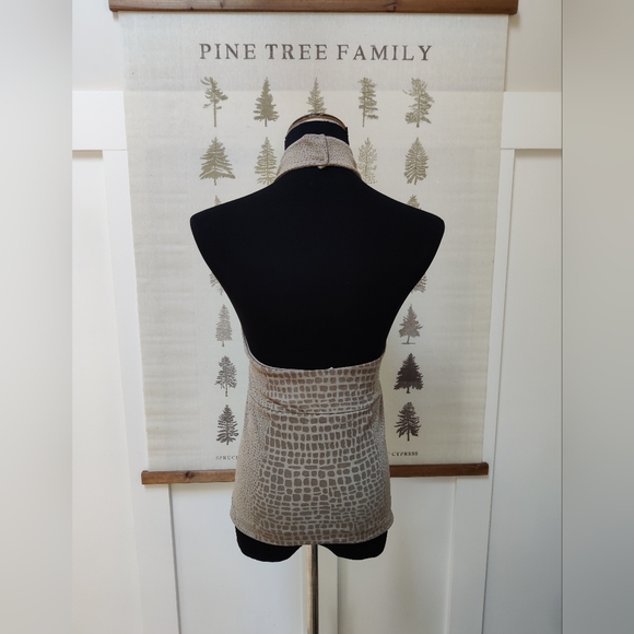 Wolford Luxury Velvet Mix Halter Top - Animal Print Keyhole Mock Neck - Medium - Picture 5 of 8